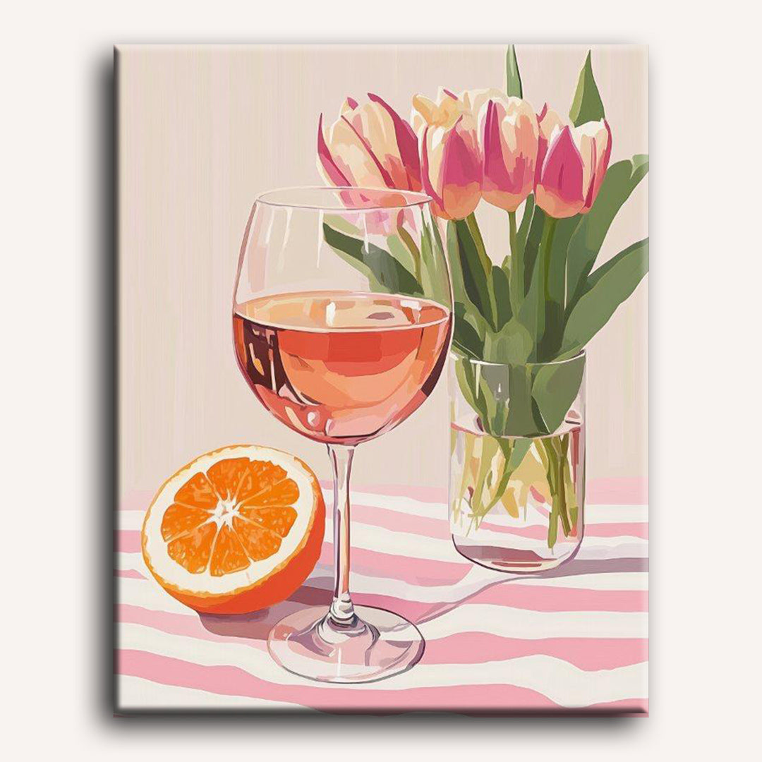 Malen nach Zahlen - Orangen Wein und Tulpen
