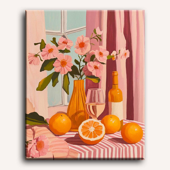 Malen nach Zahlen - Oranges wine and flowers