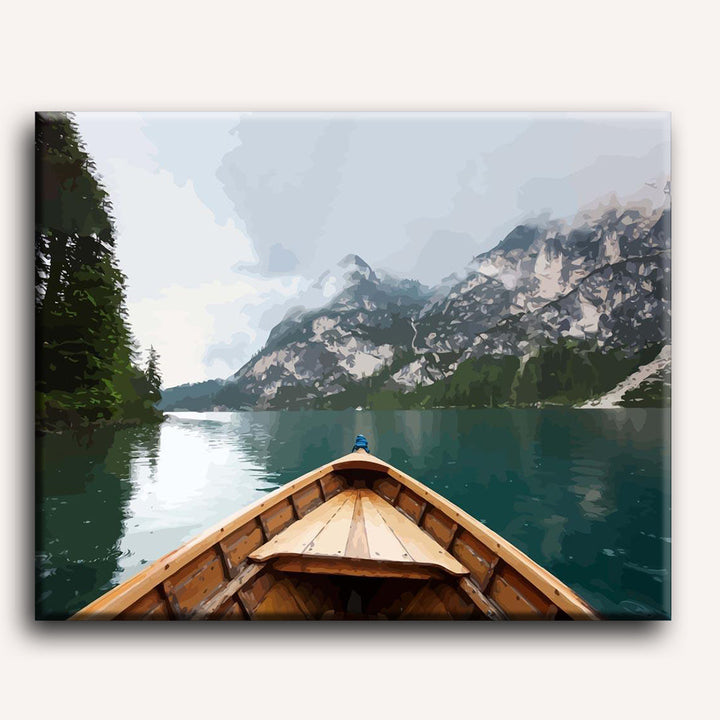 Malen nach Zahlen - Pragser Wildsee in den Bergen