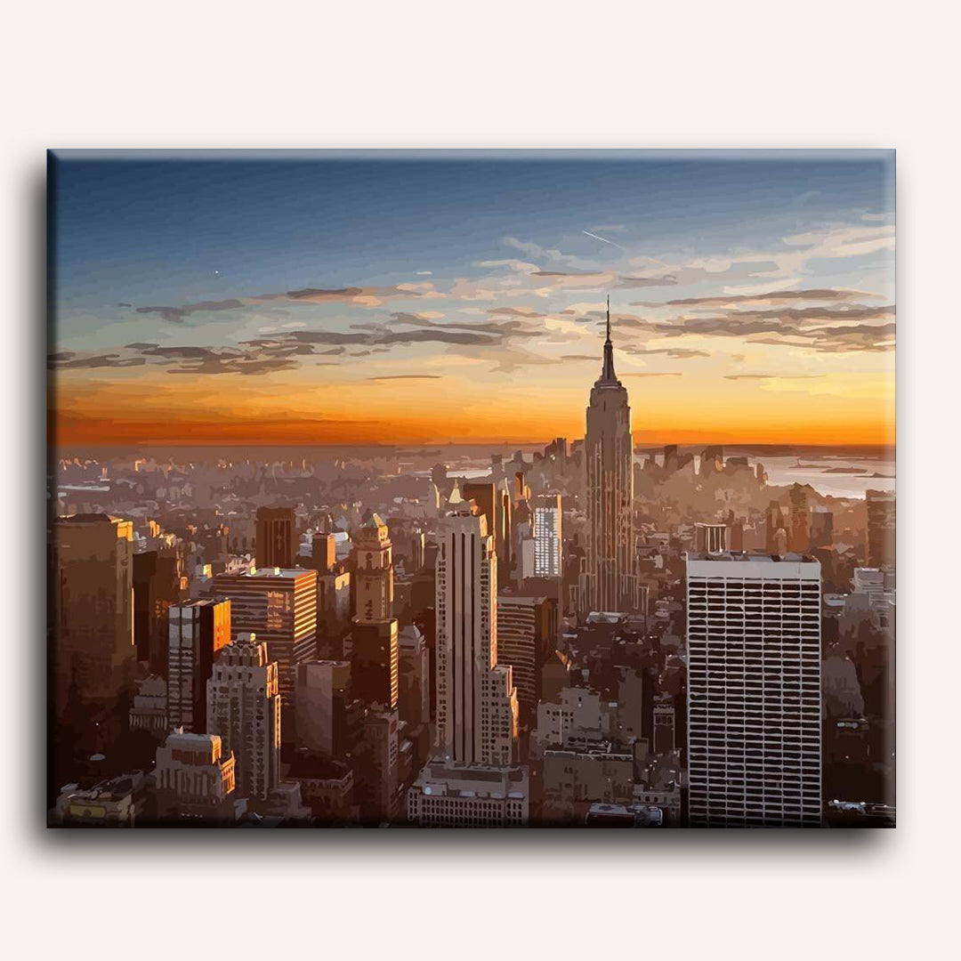 Malen nach Zahlen - Sonnenuntergang über Manhatten - New York