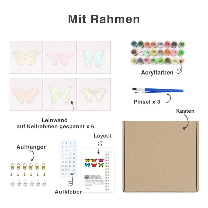 Malen nach Zahlen - 6 Mini-Gemälde | Bunte Türen
