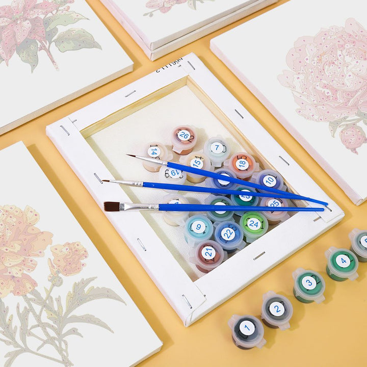Malen nach Zahlen - 6 Mini-Gemälde | Blumen-set