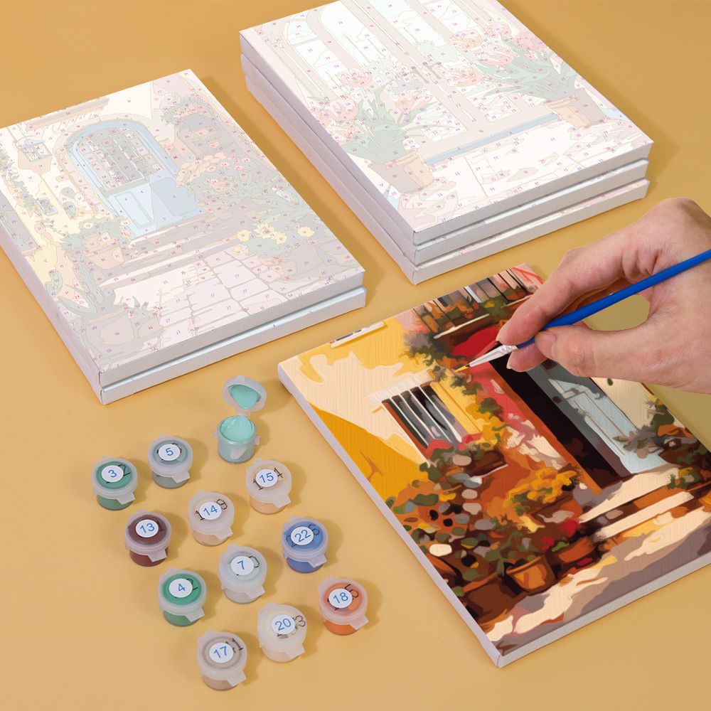 Malen nach Zahlen - 6 Mini-Gemälde | Bunte Türen