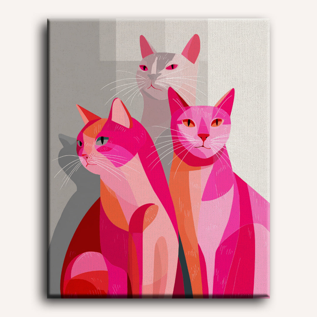 Malen nach Zahlen - Rosa Katzen