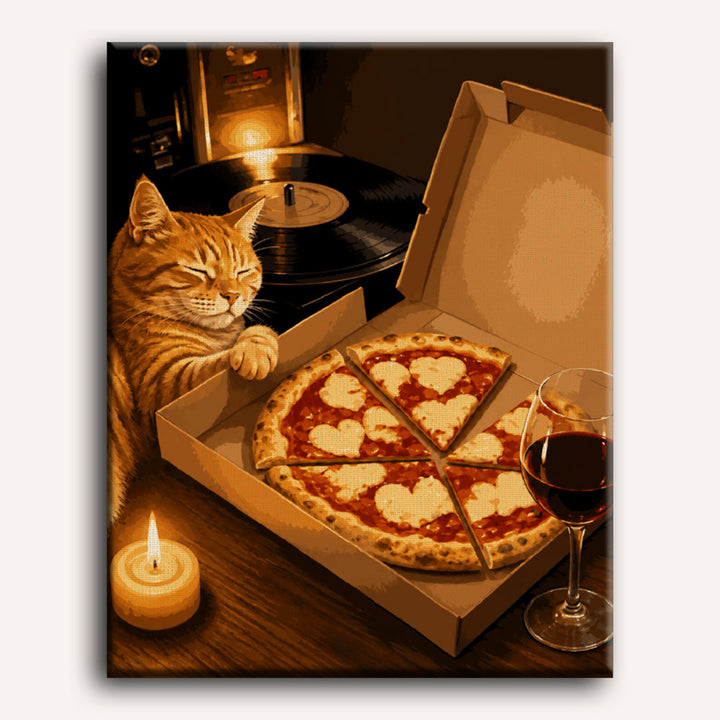 Malen nach Zahlen - Pizza-Katze