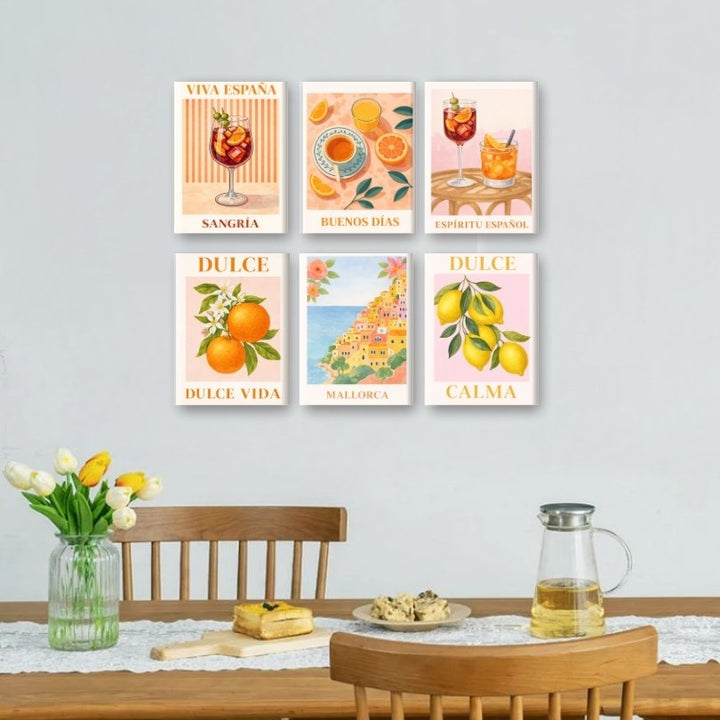 6 Mini-Gemälde | Spanisches Dulce Vida Set