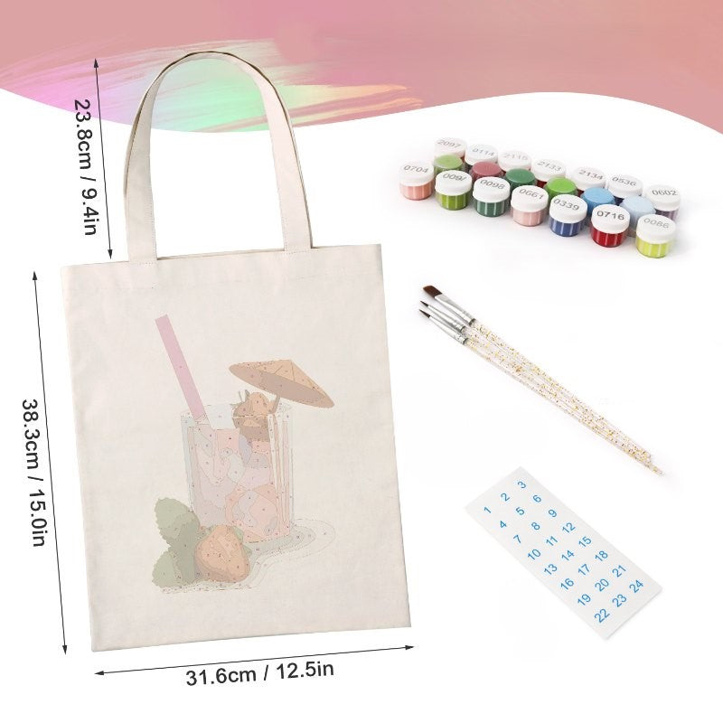 Malen nach Zahlen Totebag – Strawberry Daiquiri Cocktail