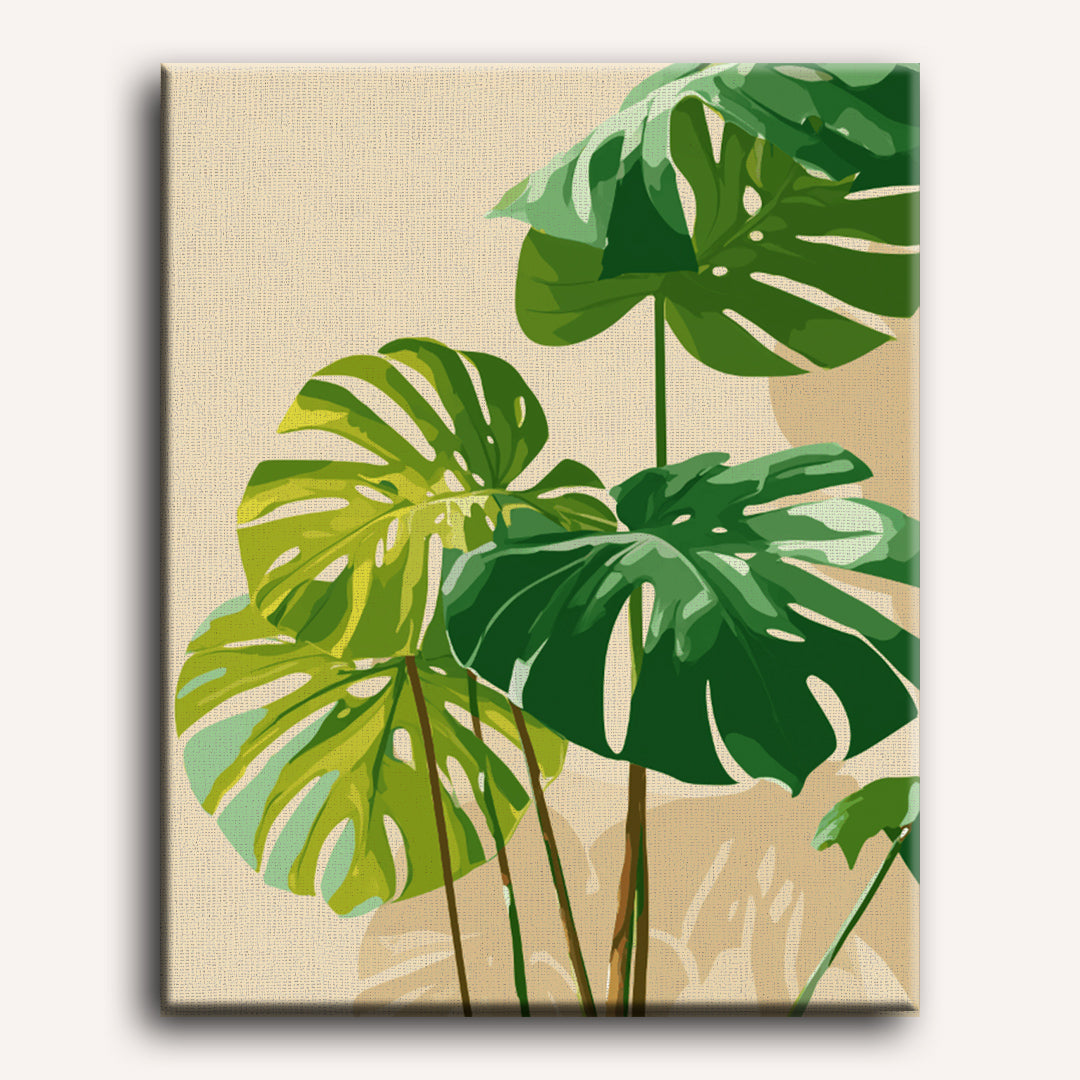 Malen nach Zahlen - Sonnenbeschienene Monstera