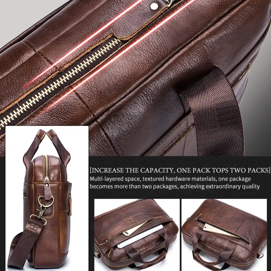 Jacob | Leather Spacious Briefcase Messenger Bag