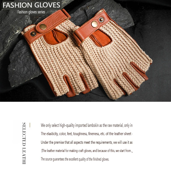 Cillian | Leather Knit Fingerless Driving Gloves (BUY 1 GET 1 FREE)