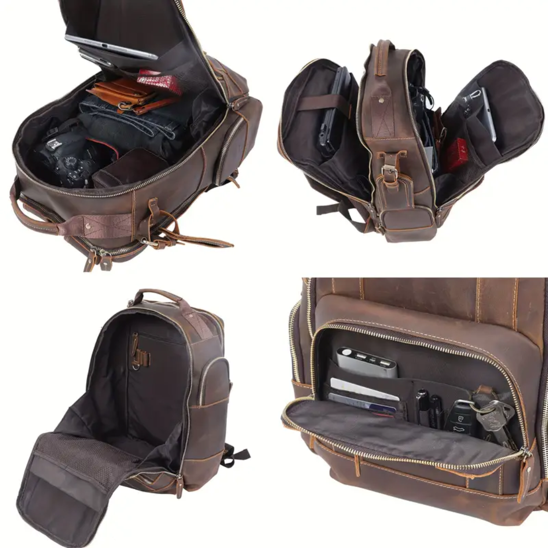 Sterling | Vintage Leather Multi‑Layer Backpack
