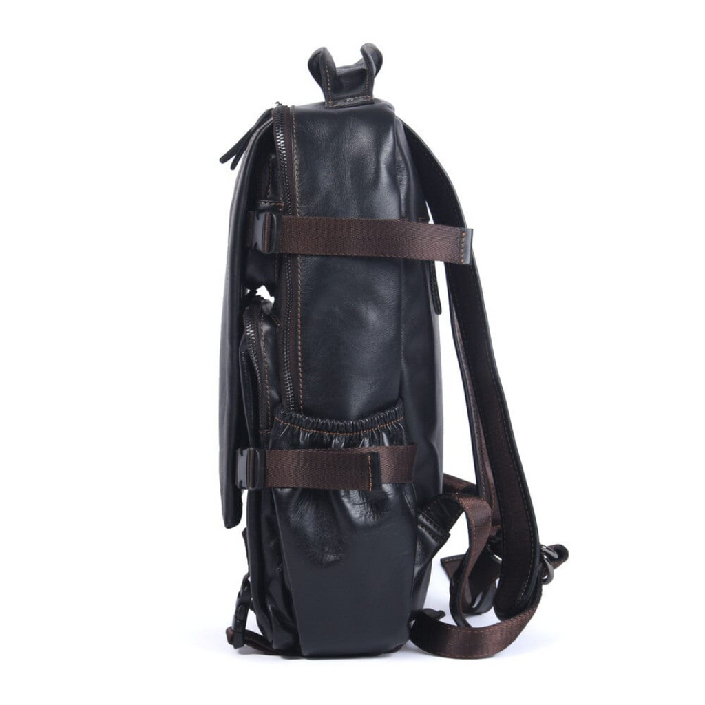 Griffin | Black Leather Backpack for Work and Travel