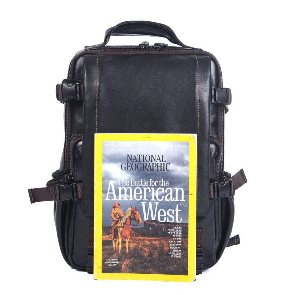 Griffin | Black Leather Backpack for Work and Travel