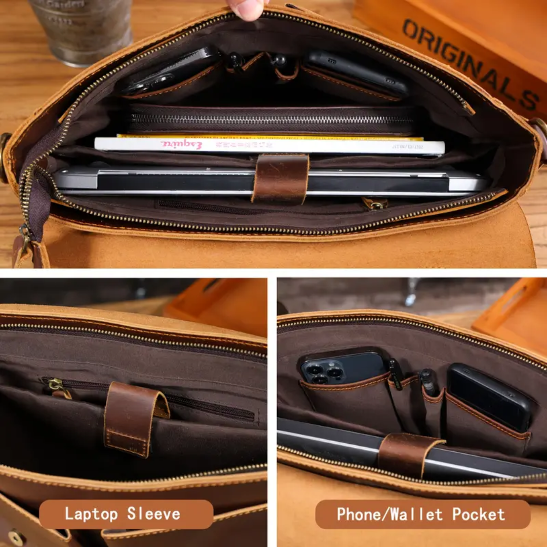 Clinton | Retro Leather Messenger Bag