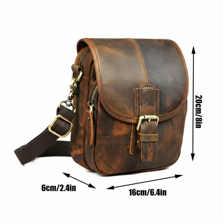 Nolan | Compact Leather Crossbody Pouch with Buckle Flap