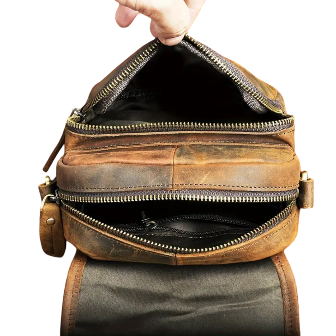 Nolan | Compact Leather Crossbody Pouch with Buckle Flap