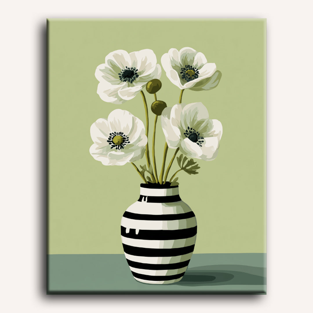Malen nach Zahlen - Weiße Blumen