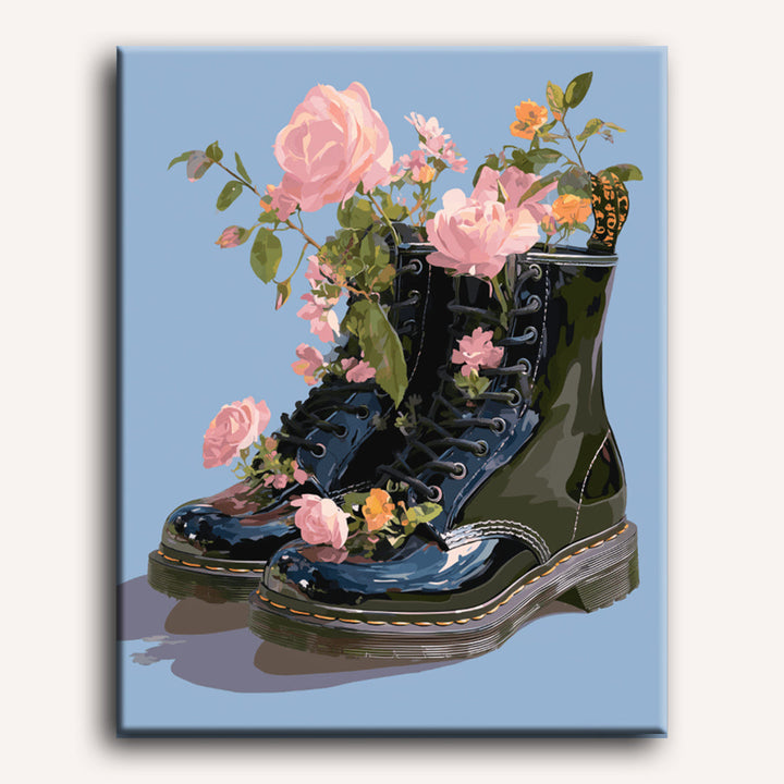 Malen nach Zahlen - Wildblumen in Stiefeln