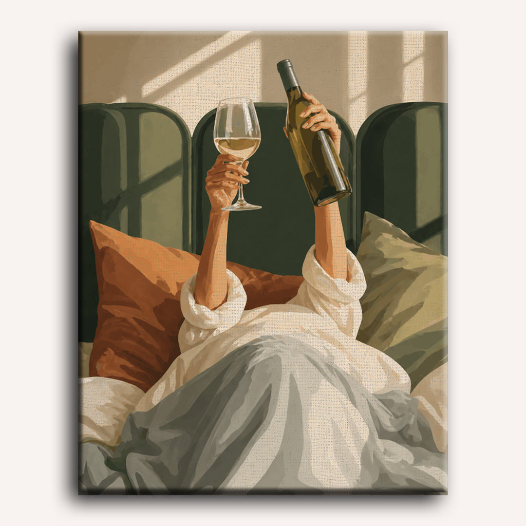 Malen nach Zahlen - Wein im Bett