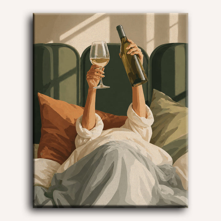 Malen nach Zahlen - Wein im Bett