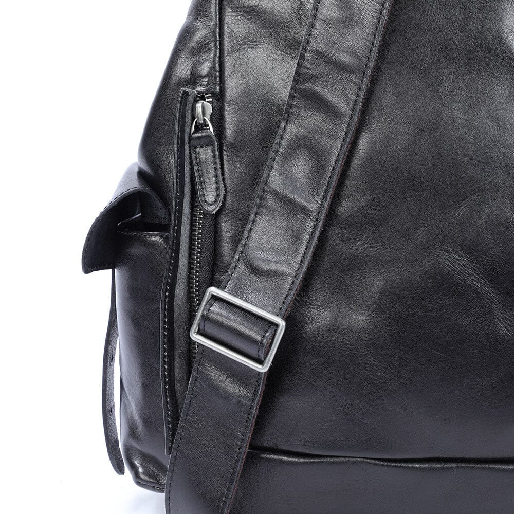 Bodo | Small Black Leather Backpack