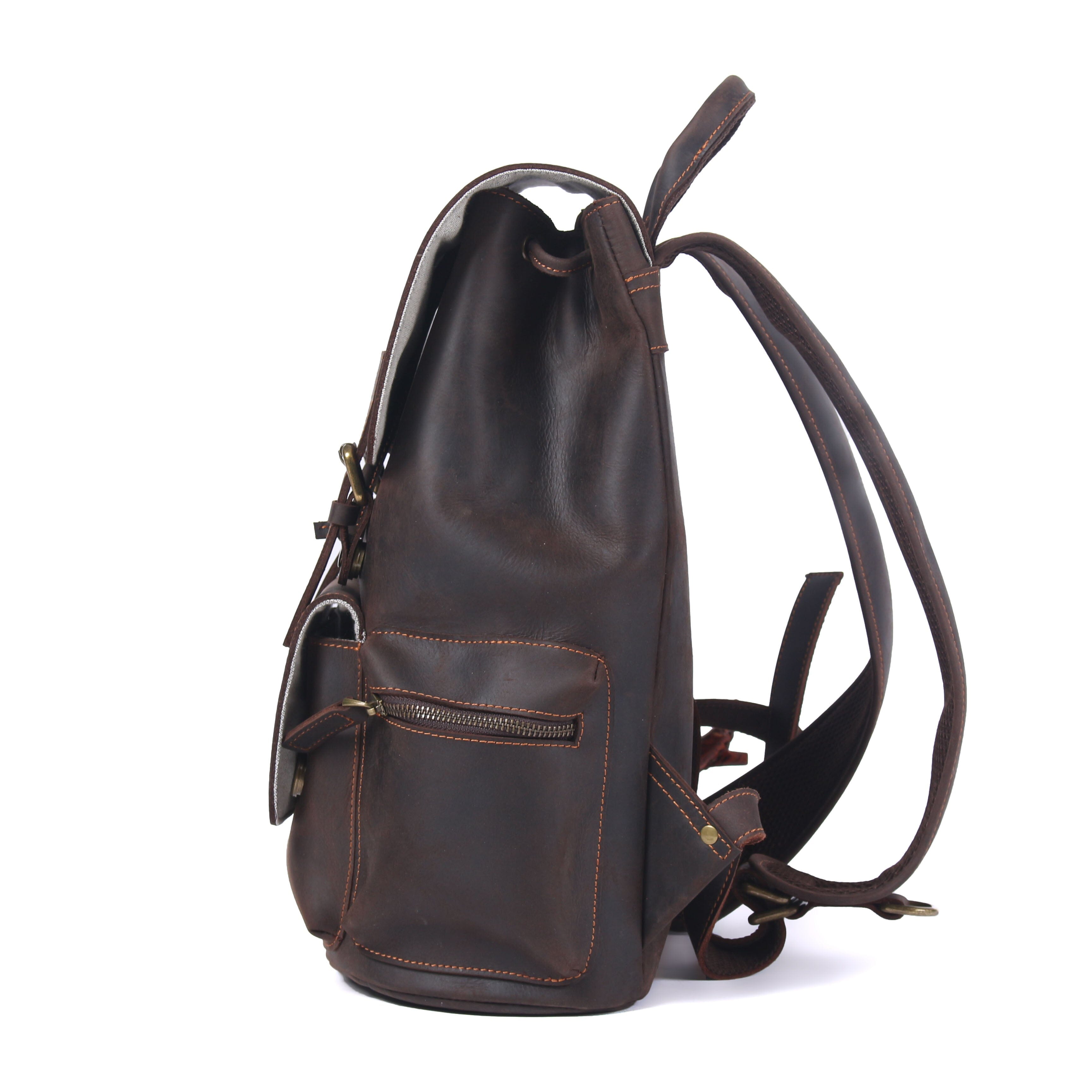 Flam | Leather Backpack with Drawstring