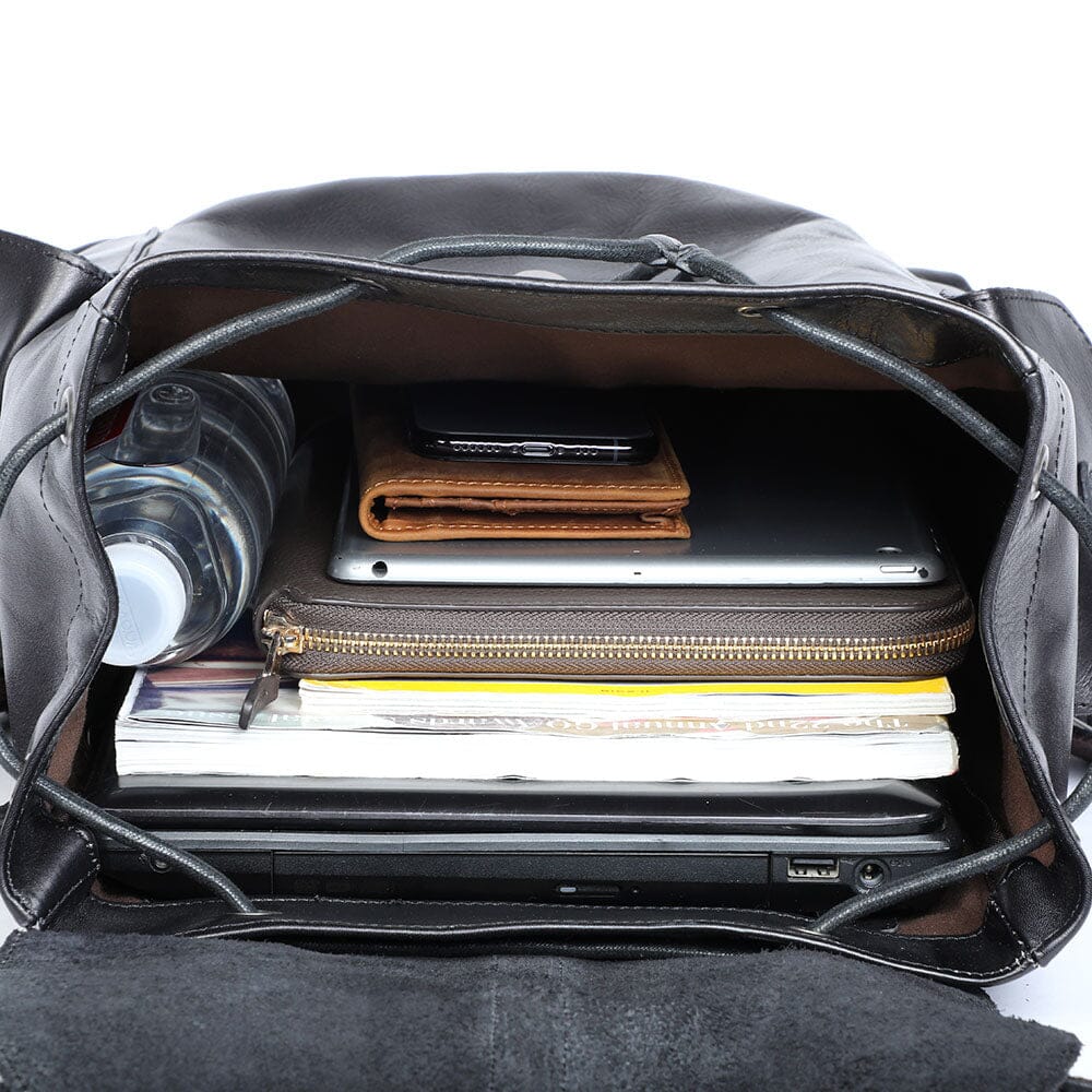 Bodo | Small Black Leather Backpack