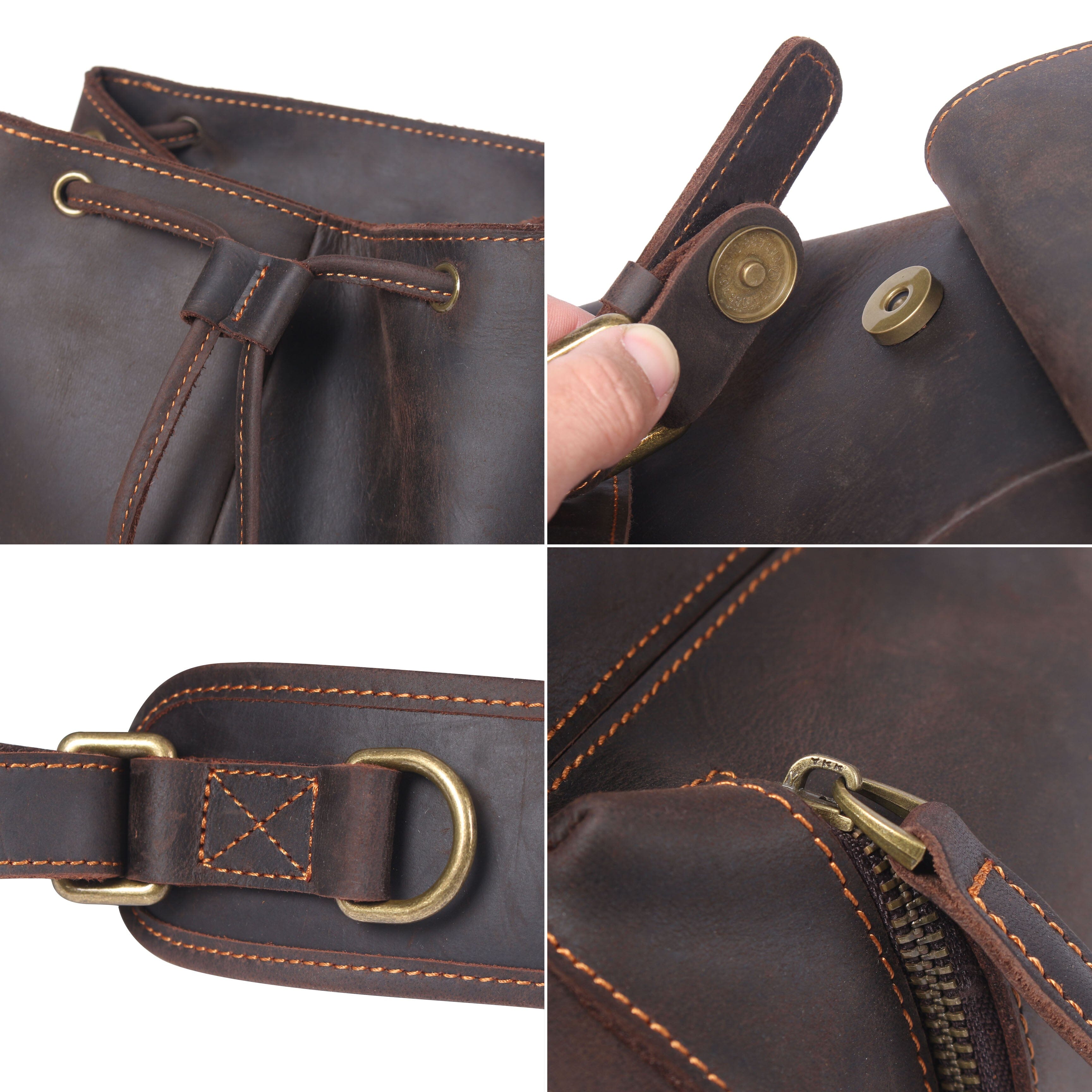 Flam | Leather Backpack with Drawstring