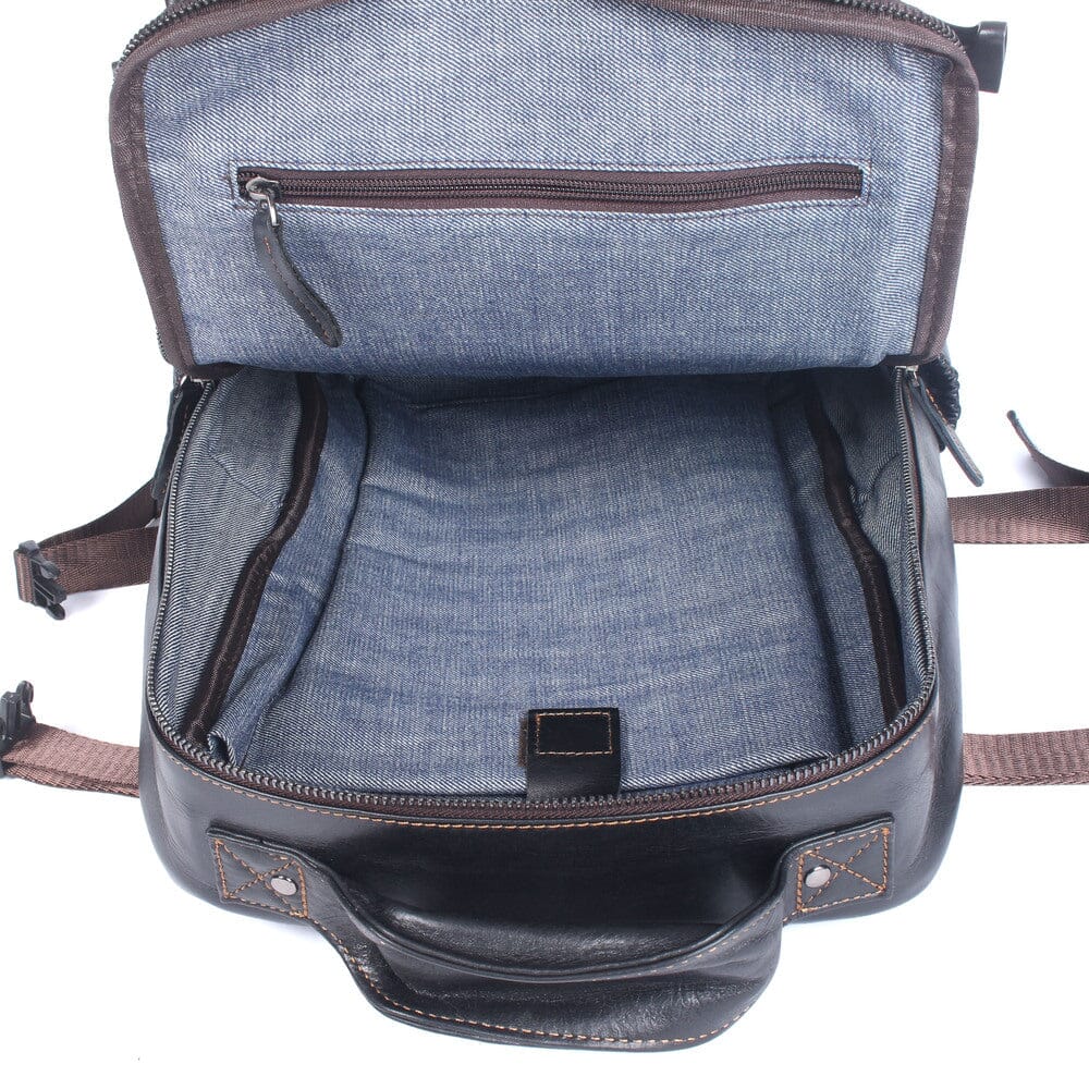 Isaac | Men's Black Leather Backpack