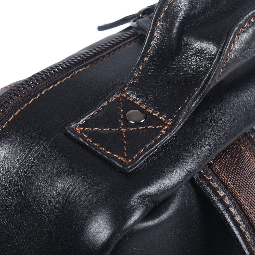 Isaac | Men's Black Leather Backpack
