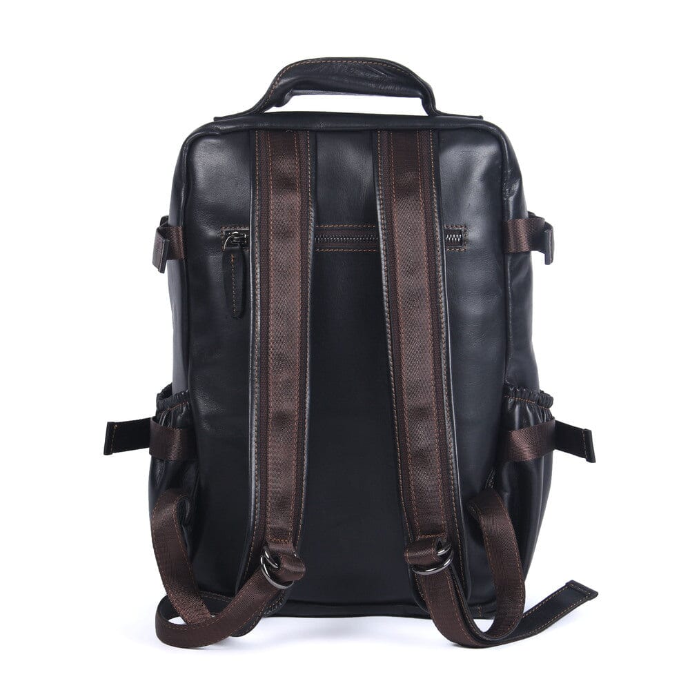 Isaac | Men's Black Leather Backpack