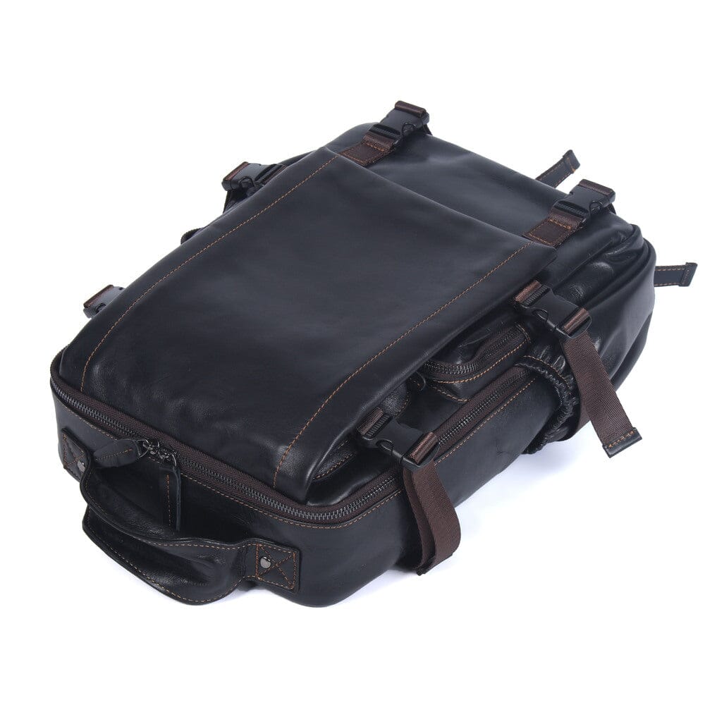 Isaac | Men's Black Leather Backpack