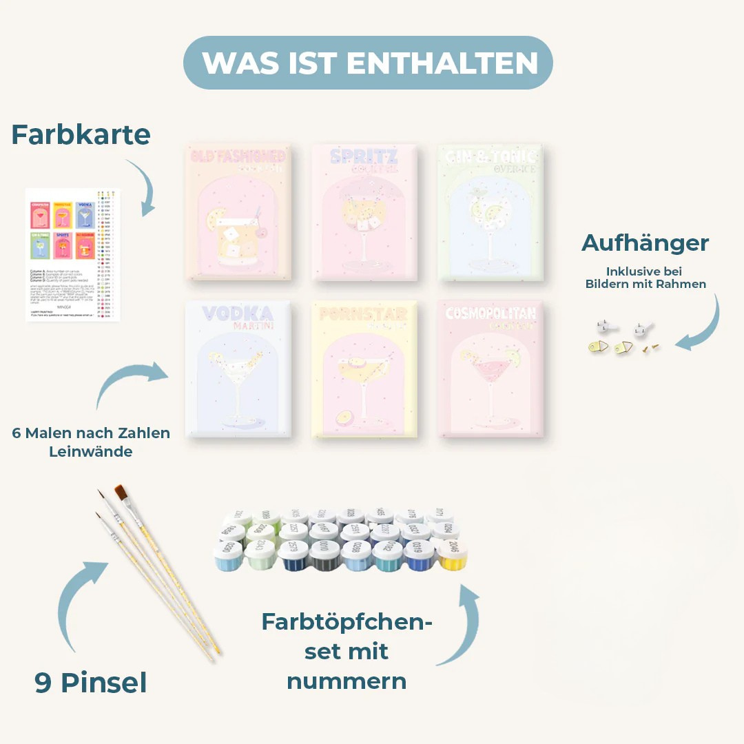 4 Mini-Gemälde | Modernes Wohnen Set