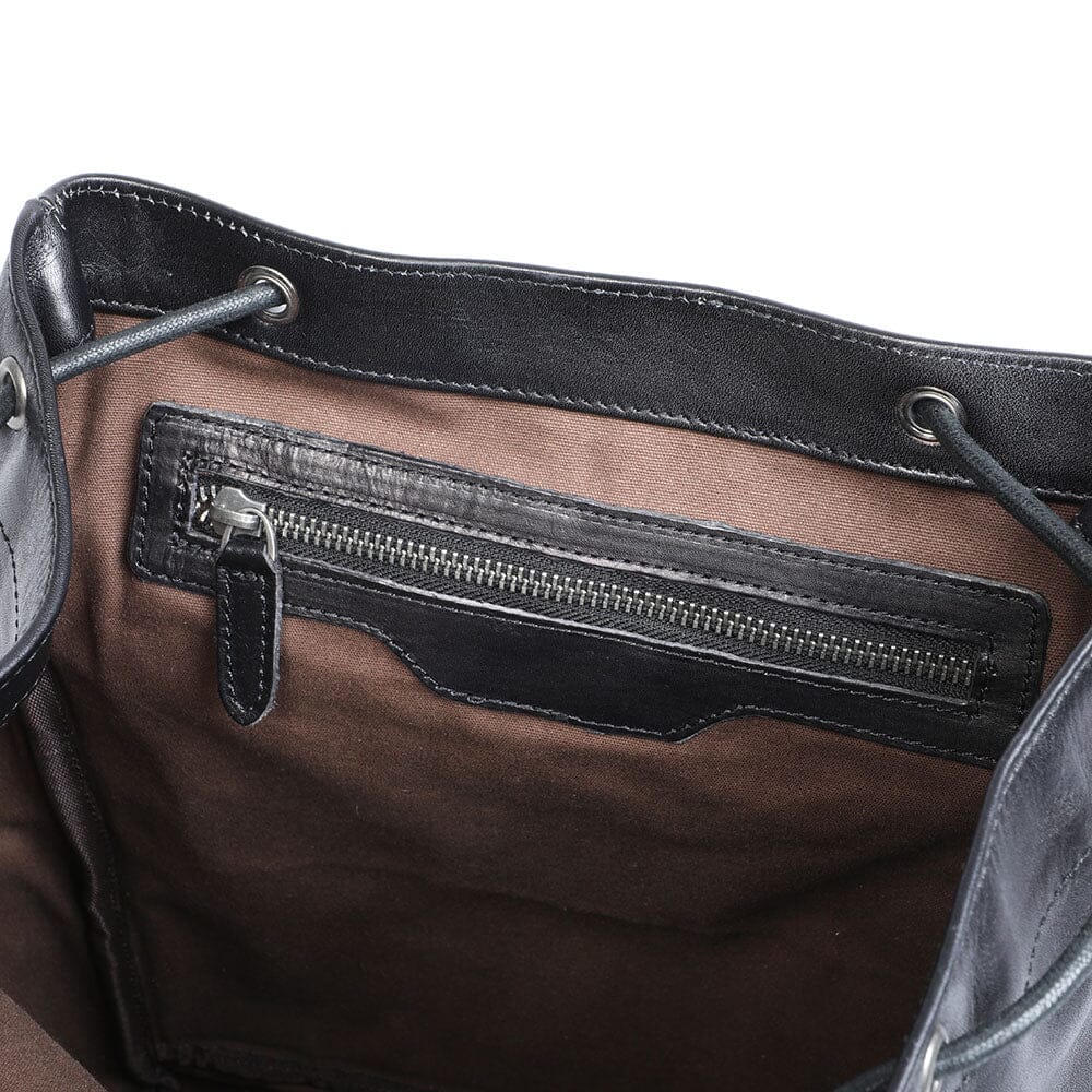 Bodo | Small Black Leather Backpack