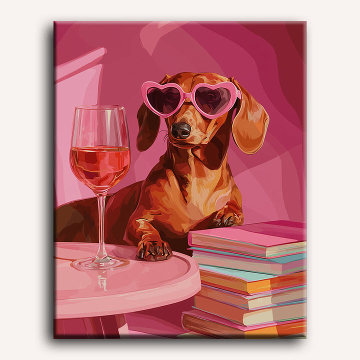 Malen nach Zahlen - Dackel in Pink
