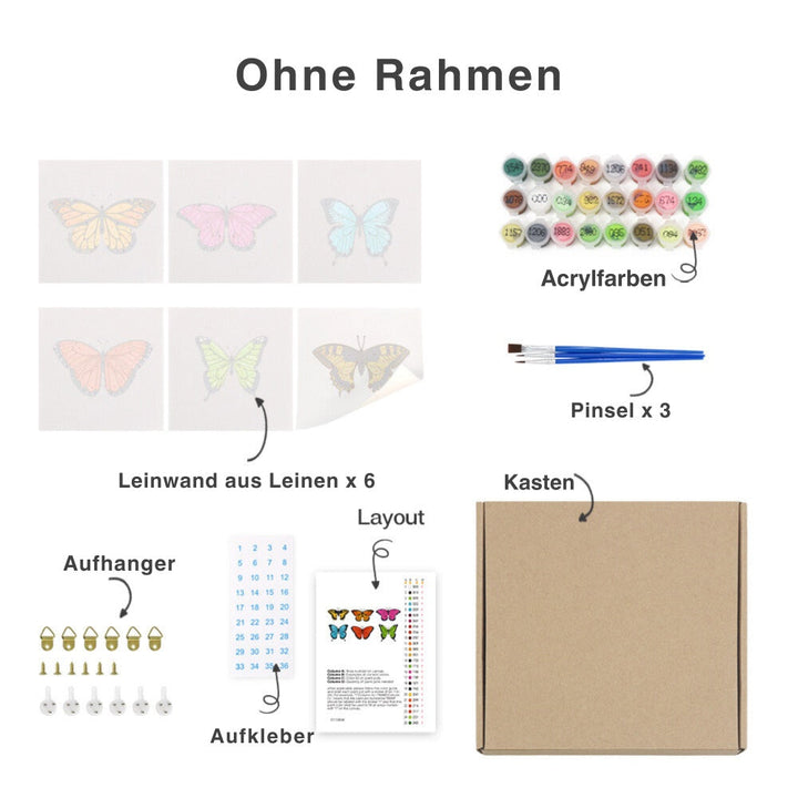 Malen nach Zahlen - 6 Mini- Gemälde | Fische-Set