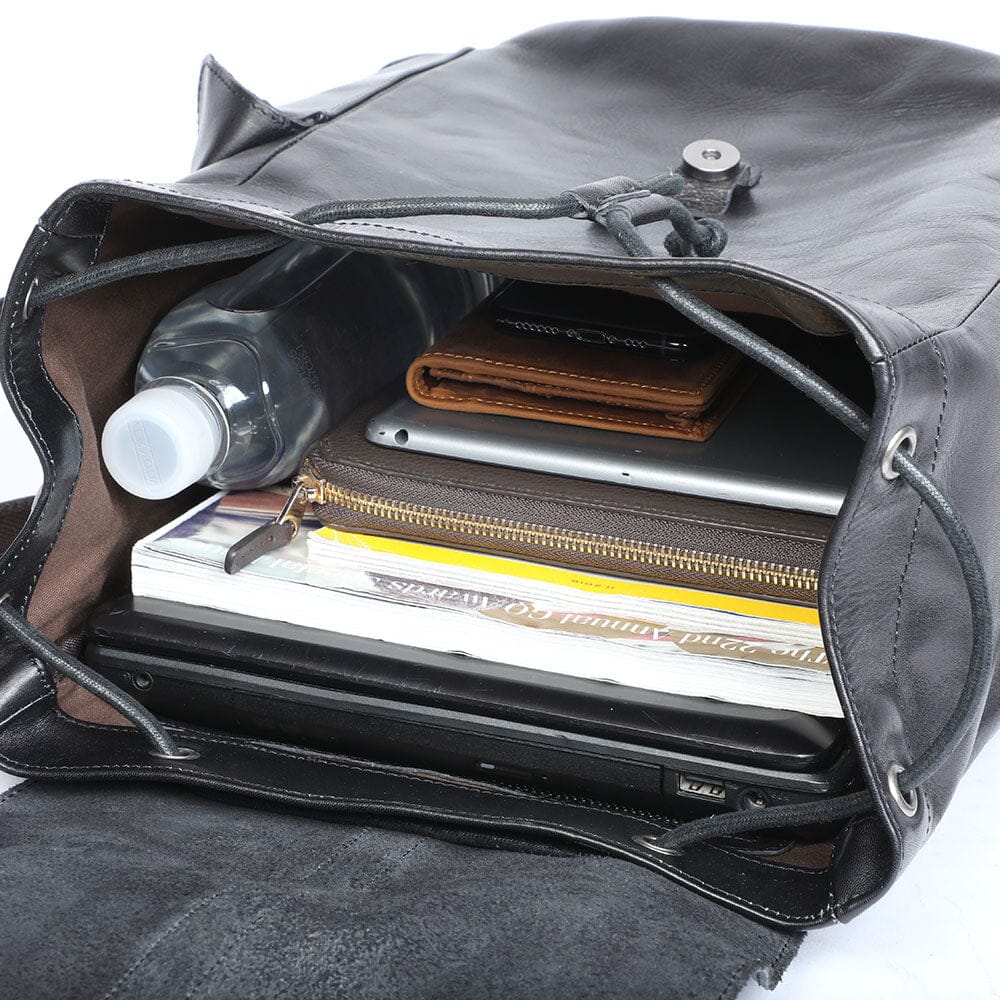 Bodo | Small Black Leather Backpack