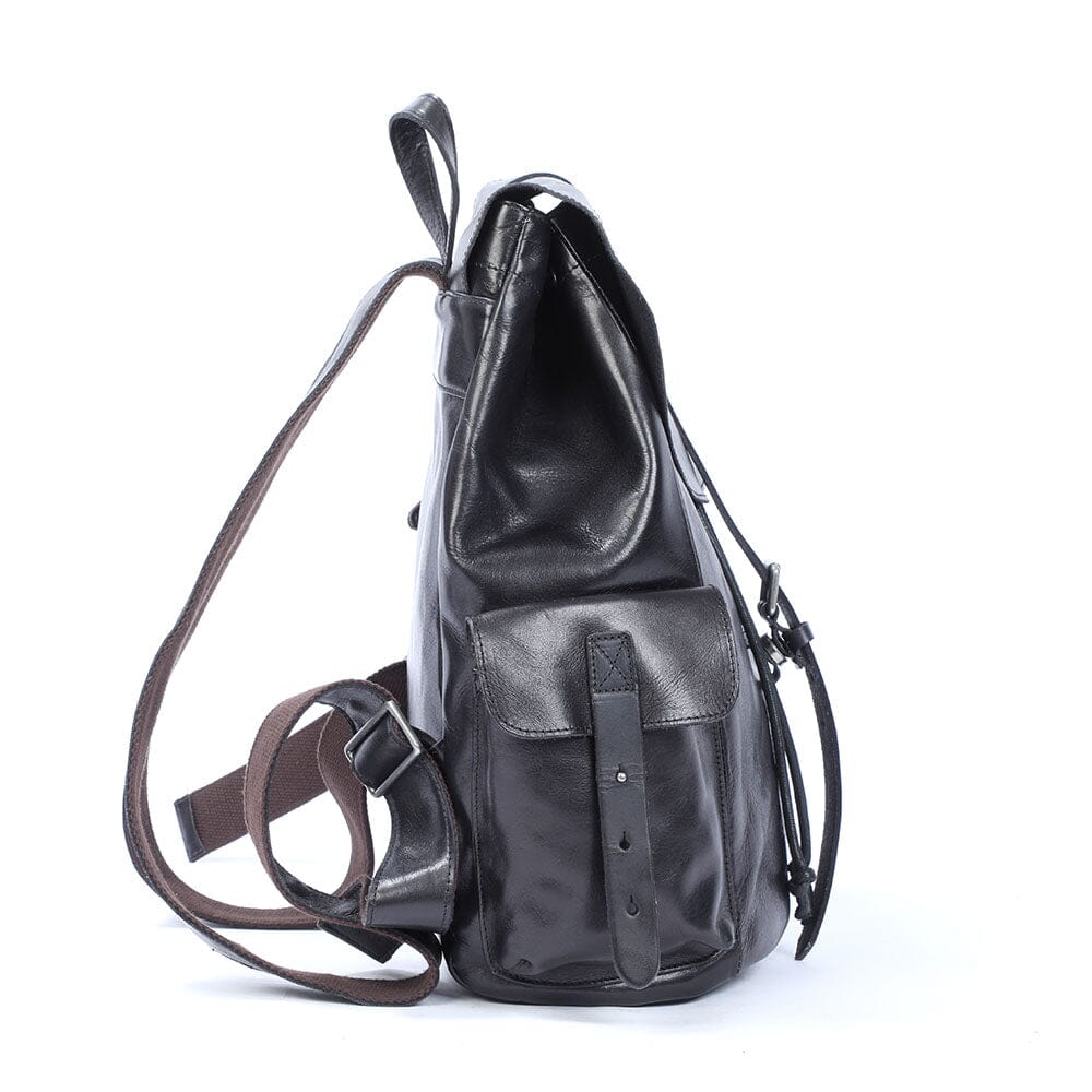 Bodo | Small Black Leather Backpack